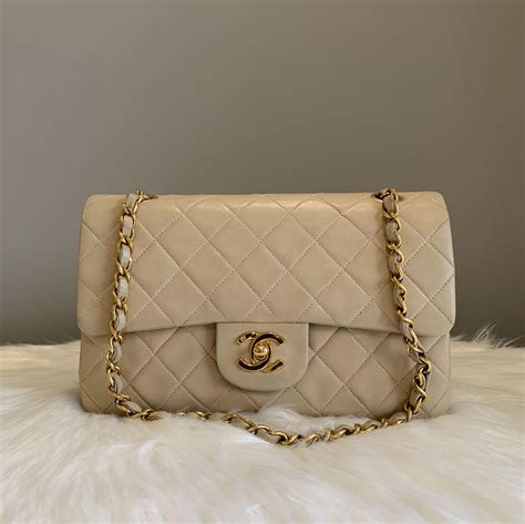 chanel beige classic flap small